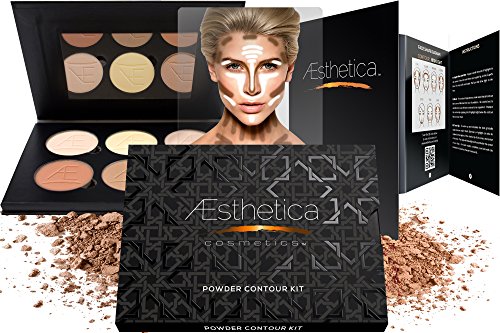 Aesthetica Cosmetics Contour and Highlighting Powder Foundation Palette / Contouring Makeup Kit; Easy-to-Follow, Step-by-Step Instructions Included