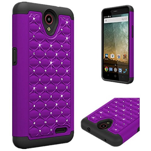 ZTE Sonata 3 Phone Case , ZTE Avid Plus Phone Case , [ Storm Buy ] Hard & Soft Sturdy Hybrid Gel Rhinestone Bling Diamond Armor Defender [ Anti Scratch ] Case Cover