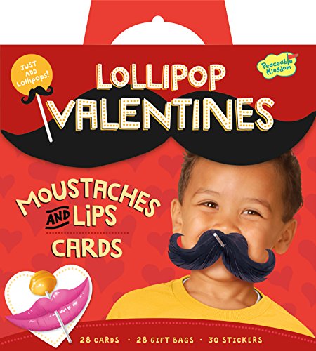 Peaceable Kingdom / Mustaches and Lips Lollipop Toppers Super Valentine Card Pack