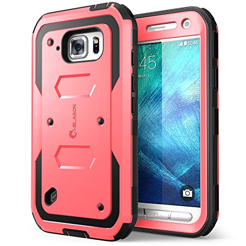 Galaxy S6 Active Case, [Heave Duty] **Slim Protection** i-Blason Armorbox [Dual Layer] Hybrid Full-body Protective Case with Front Cover and Built-in Screen Protector / Impact Resistant Bumpers Cover for Samsung Galaxy S6 Active 2015 Release **Does Not Fit Regular Galaxy S6** (Pink)