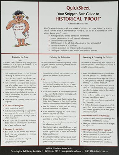 Your Stripped-bare Guide to Historical "Proof" by Elizabeth Shown Mills