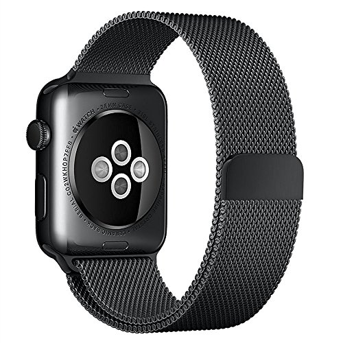 Apple Watch Band , Swees 38mm Milanese Loop Stainless Steel Bracelet Strap Replacement Wrist Band with Unique Magnet Lock for Apple Watch Series 2 (2016) / Series 1, No Buckle Needed, Black