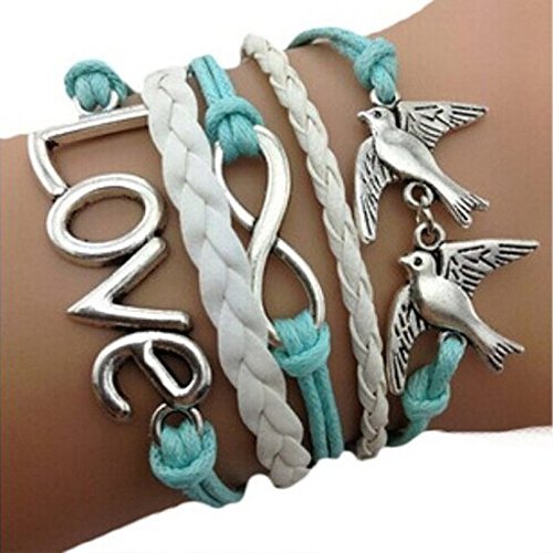 Sankuwen? Handmade Love Anchor Pigeon Multilayer Bracelet Wristband
