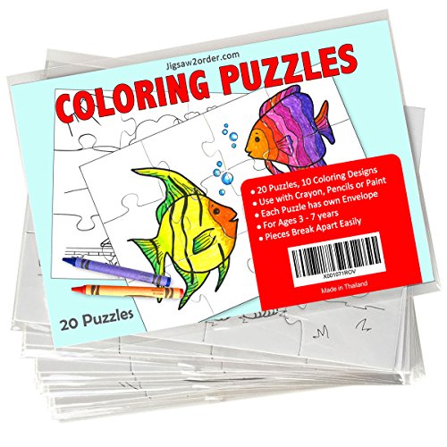 Jigsaw2order Kids Coloring 12pc Blank Puzzle, Pack of 20, size 5.5