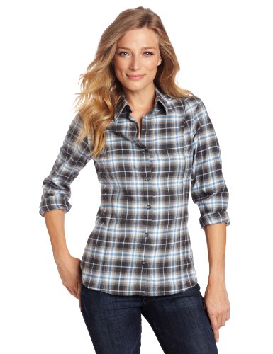 best deal pendleton womens flannel weather shirt, grey/blue