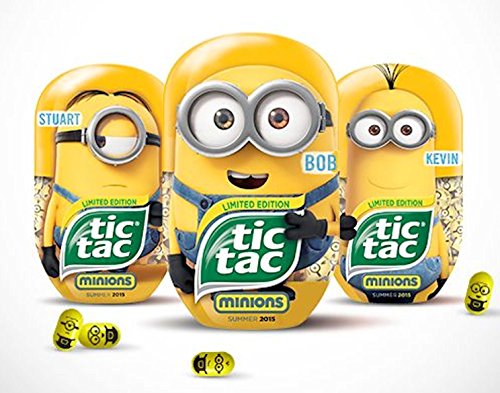 Tic Tac Despicible Me Minion Bundle: Kevin, Bob and Stuart, 3.4oz Each (3 Pack)