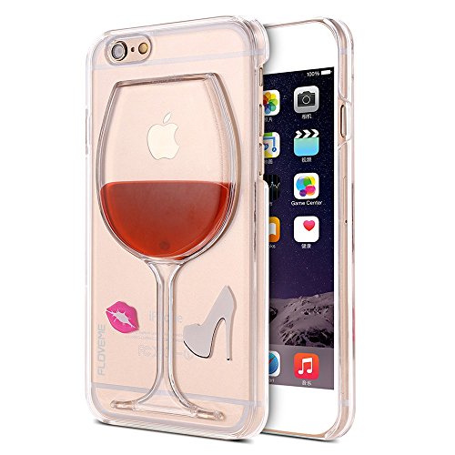 iPhone 6 Plus & iPhone 6s Plus Case, FLOVEME [ Wine Glass Series ] Dynamic 3D Liguid Clear Hard Back Cover for Apple iPhone 6 Plus and iPhone 6s Plus 5.5 inch - Red