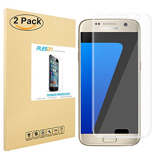 Galaxy S7 Screen Protector [Full Coverage], PLESON [2-PACK] Samsung Galaxy S7 Screen Protector Curved [3D Full Edge to Edge] screen protector, HD Clear/Bubble-Free Invisible Shield