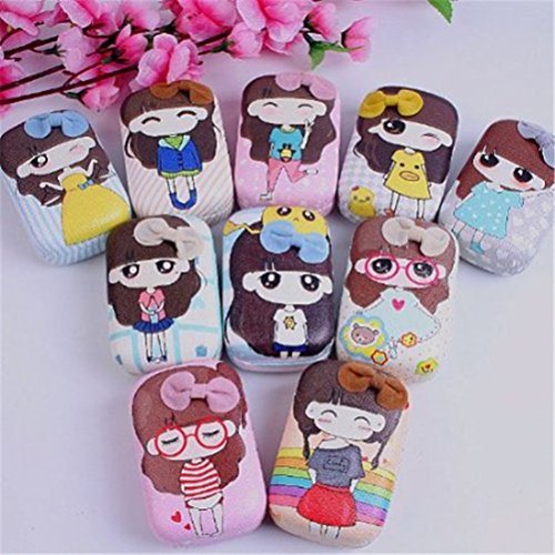 U-beauty 1 Piece Girl Pattern Contact Lens Case Box Kit Set With Small Mirror Color Send in Random