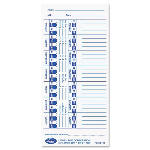 

Universal Time Card, White, 100/Pack