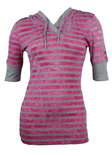 Calvin Klein Womens Long Waisted 3/4 Sleeve Hooded Henley