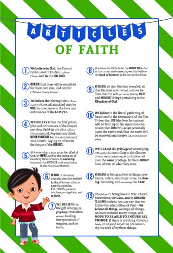 LDS Articles of Faith Boy Poster - 11.5