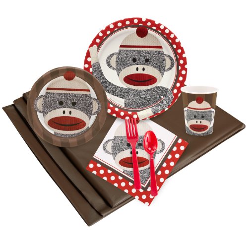 Sock Monkey Party Supplies - Party Pack for 24
