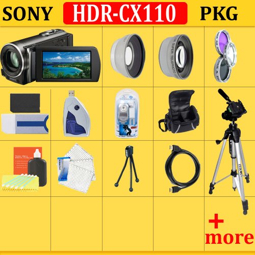Sony HDRCX110 HD Handycam Camcorder (Black) + HUGE ACCESSORIES PACKAGE
