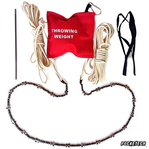 PockeTech – 48 Inch High Limb Hand Chain Saw – Blades on BOTH Sides so it Doesn’t Matter How it Lands – NEW UPGRADED Ropes and Throwing Weight Bag