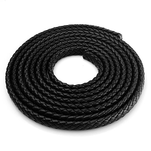 Beadnova 2 Meters 9mm DIY Black Fold Bolo Flat Braided Leather Cord For Bracelet Necklace Jewelry Making