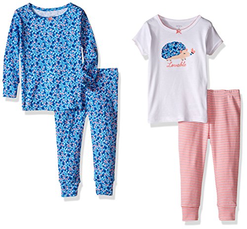 Carter's Baby Girls' 4 Piece Graphic Tee PJ Set (Baby)
