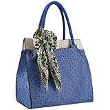 DORIT Ostrich Embossed Top Double Handle Office Tote Satchel Hobo Daybag Handbag Purse Shoulder Bag