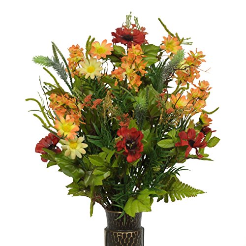 Wild Flower with Lilac and Daisy Silk Flower Bouquet with Stay-In-The-Vase® Design Flower Holder(LG1586)