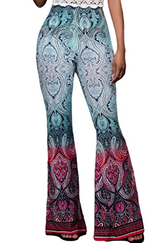 HOTAPEI Women's Sexy Tie Dye Printed Flare Bell Bottom Palazzo Pants