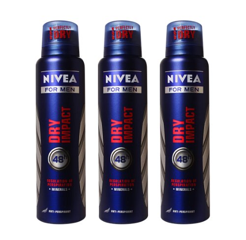 Nivea For Men Dry Impact Deodorant Spray 150ml Pack 3