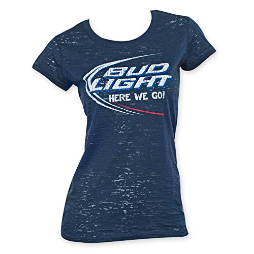 Bud Light Women's Navy Burnout Tee Shirt