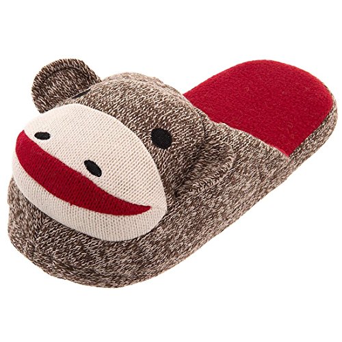 Brown Sock Monkey Women's Slippers 7-8