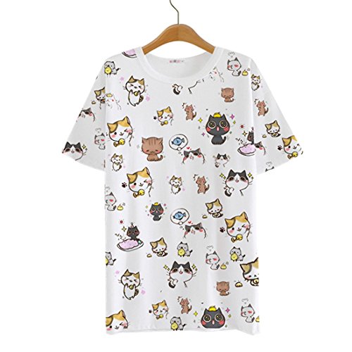 AnimeTown Japanese Cat Game Nekoatsume Costume Short Sleeves Tee T-shirt
