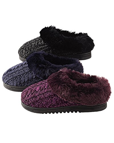 Dearfoams Women's Marbled Cable Knit Clog Memory Foam Slipper