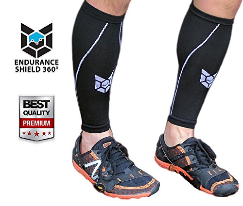 Calf Compression Sleeves (2 pcs) - Designed to Relieve Shin Splints, Calf & Lower Leg Pain - Improve Muscular Endurance & Accelerate Recovery - Sized for Men & Women (Calf 12