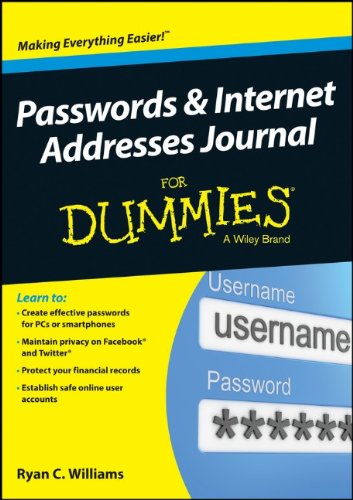 Passwords and Internet Addresses Journal For Dummies by Andy Rathbone