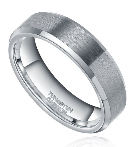 High Polish Matte Finish Flat Tungsten Carbide Ring Unisex Wedding Band 6mm