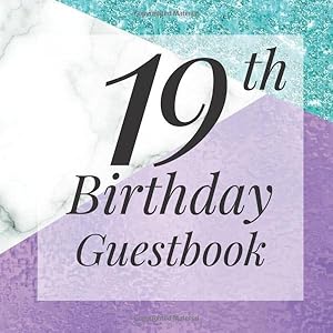 19th Birthday Guestbook: Purple Aqua Blue Marble Geometric Guest Book- Elegant Birthday Wedding Anniversary Party Signing Message Book - Gift Log & ... Keepsake Present - Special Memories Ideas by Forever After Occasions