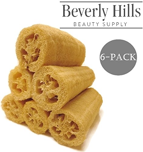 loofah sponge, 6 pack, large 6" - all natural scrubber, men or