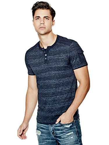 GUESS Men's Fitzroy Short-Sleeve Striped Henley