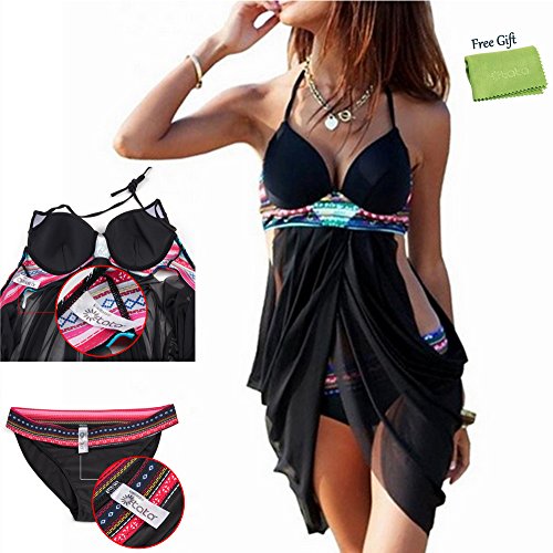 kiwitatá® Womens Halter Neck Bikini Set Push-up Padded Bra Swimsuit Swimwear