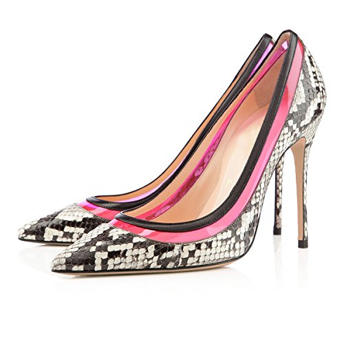 Onlymaker Women's High Heel Pointed Toe Patchwork Pumps