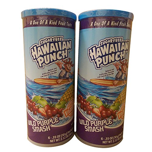 Sugar Free Hawaiian Punch Wild Purple Smash Drink Mix - Makes 12 Quarts - 2.12 Oz Canisters (Pack of 2)