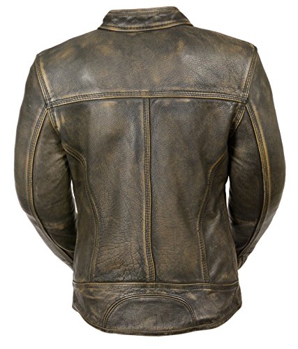 

LADIES BROWN DISTRESSED BIKER JACKET VENTS