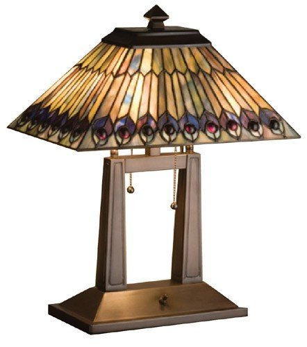 

20 Inch H Jeweled Peacock Oblong Desk Lamp Table Lamps