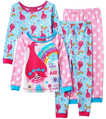 Dreamworks Trolls Toddler Girls 4 Piece Pajama Set