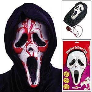 Ghostface Maske Mit Fake Messer - Halloween Scream Kostüm Set