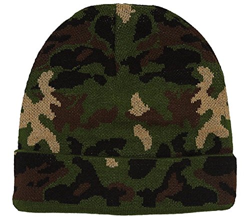 Blank Long Cuff Beanie Cap - Camo