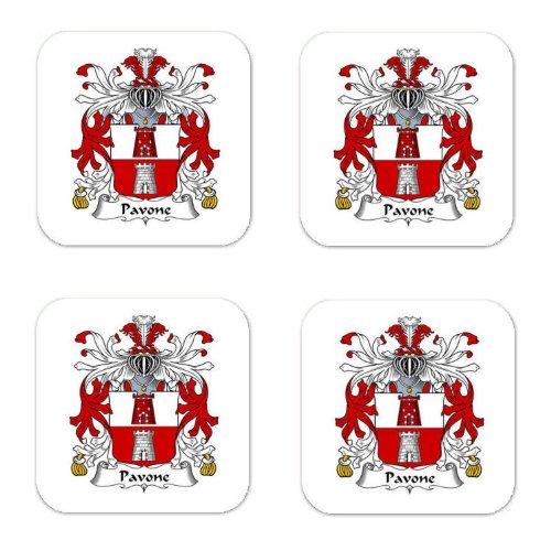 

Pavone Family Crest Square Coasters Coat of Arms Coasters - Set of 4