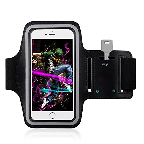 iPhone 6 Plus Sports Armband - YOKIRIN Water Resistant Key Holder for iPhone 6S Plus (5.5-Inch), Galaxy S6/S5, Note 4 Bundle with Screen Protector - Black
