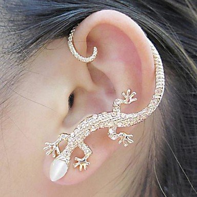 Somsakbuy @1PCS Beautiful Zircon Alloy Gecko Pattern Earrings