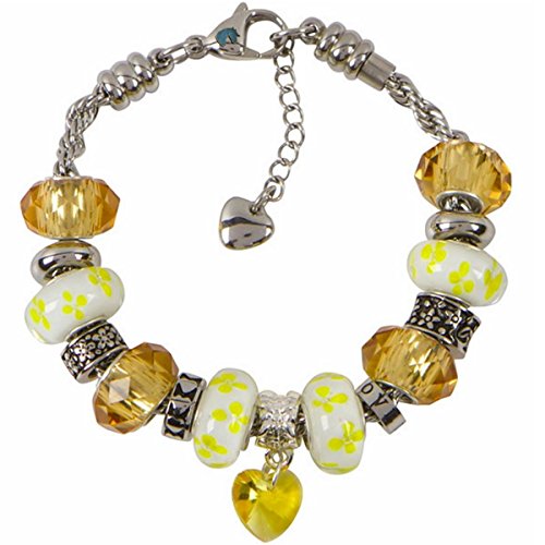 Algopix Similar Product 19 - Heart Charm Bracelet With European Bead