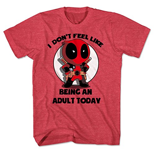 Marvel Deadpool I Don't Feel Like Being An Adult Heather Red Soft T-shirt