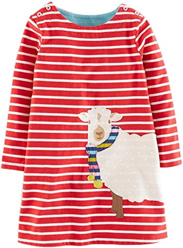 Fiream Girls Cotton Long Sleeve Dress(Sheep,18M)