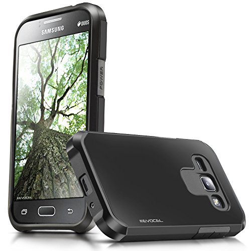 Evocel® Galaxy J1 (2015) Case - Dual Layer Armor Protector Case For Samsung Galaxy J1 (2015) - Retail Packaging, Black